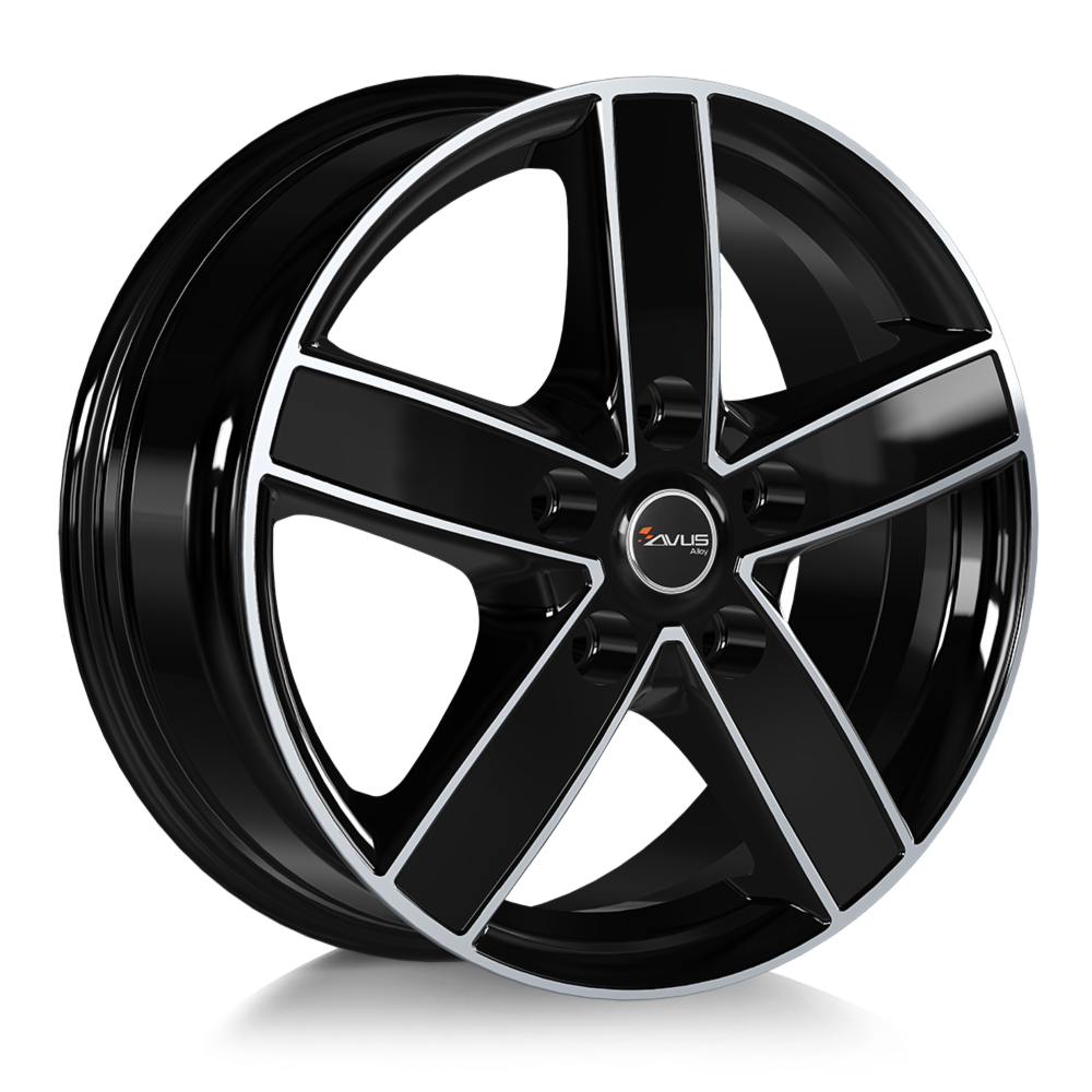 Cerchi in lega AVUS modello AC-V51 finitura BLACK POLISHED dimensione 6,5x16